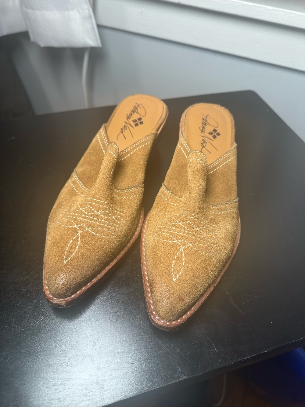 Patricia Nash Tan Suede Pointed-Toe Slip-On Mule